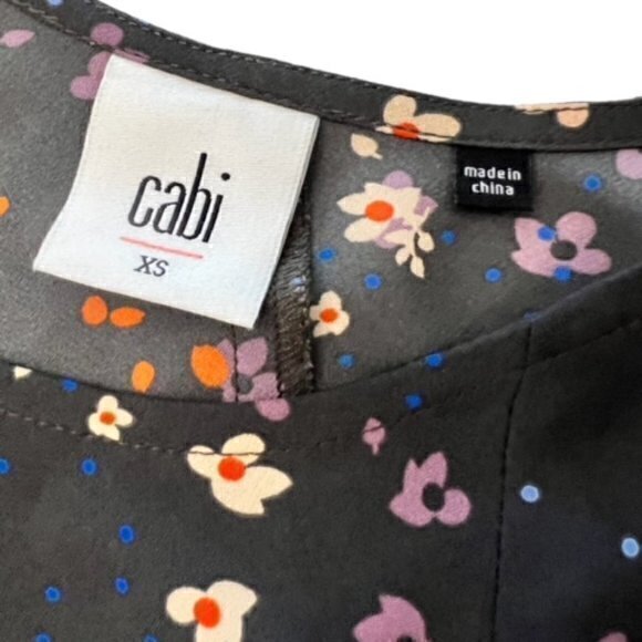 Cabi 3828 Muse Blue Floral Print Tunic Dress Women‎ Size XS Short Sleeve Boho - Picture 11 of 15